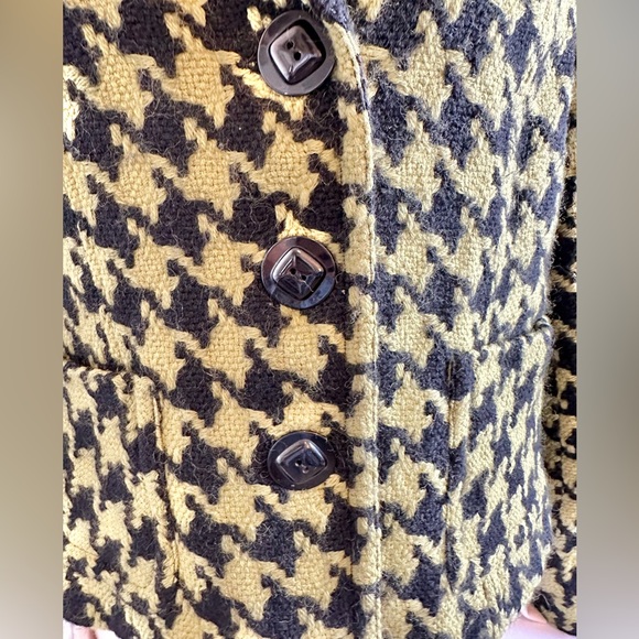 600 West Houndstooth Wool Jacket Coat Blazer Black Green Size 14 - Picture 5 of 13